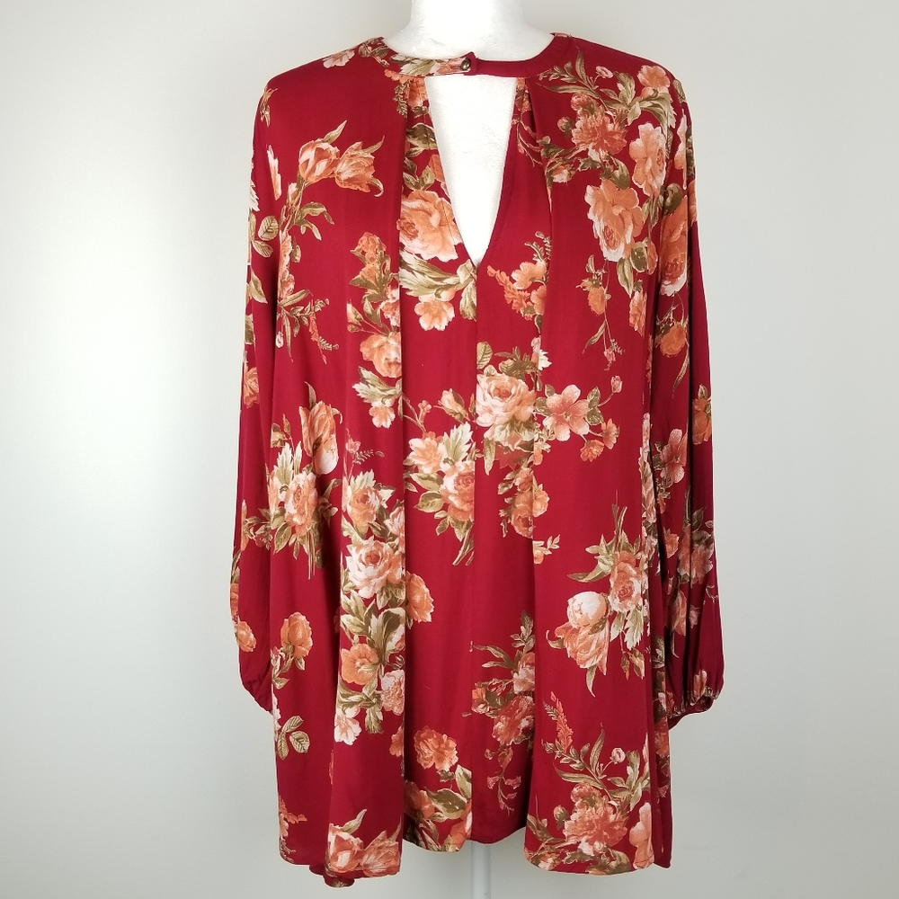 Altar'd State Red Floral Swing‎ Dress SizeM